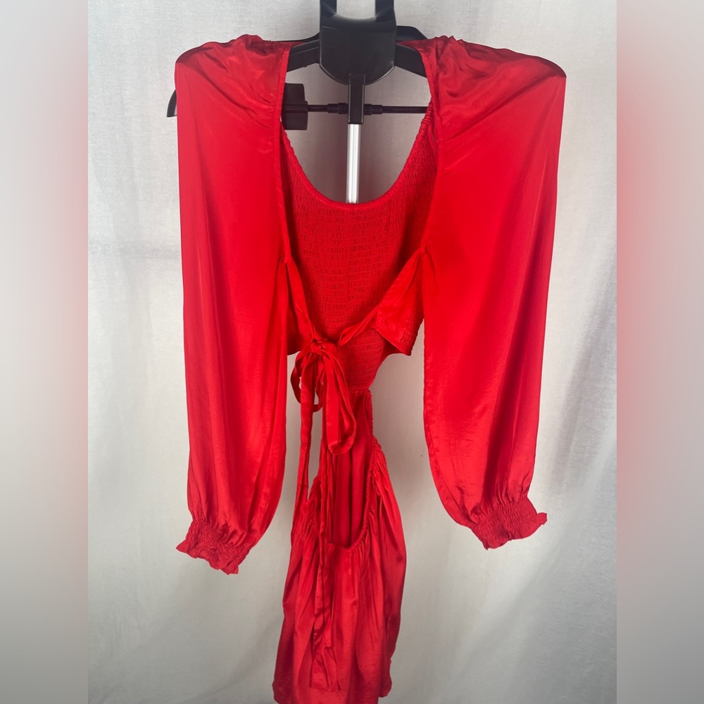 Shahida Parides Red Long Sleeve Cutout Mini Dress Size Large (12) NWT - Picture 8 of 14